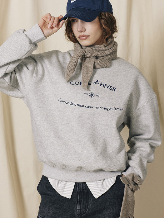 Lettering Jacquard Sweatshirt Warm_Melange Gray