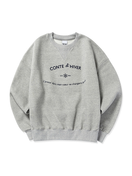 Lettering Jacquard Sweatshirt Warm_Melange Gray