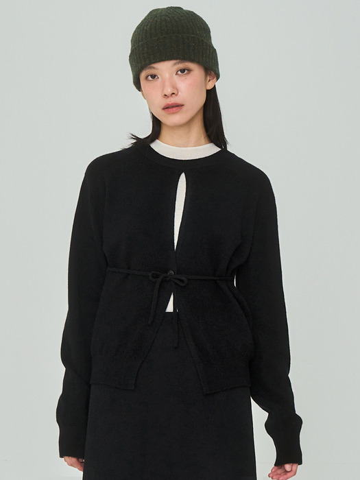 Open String Black Cardigan