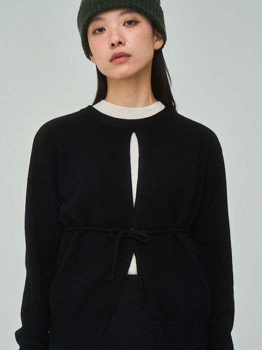 Open String Black Cardigan