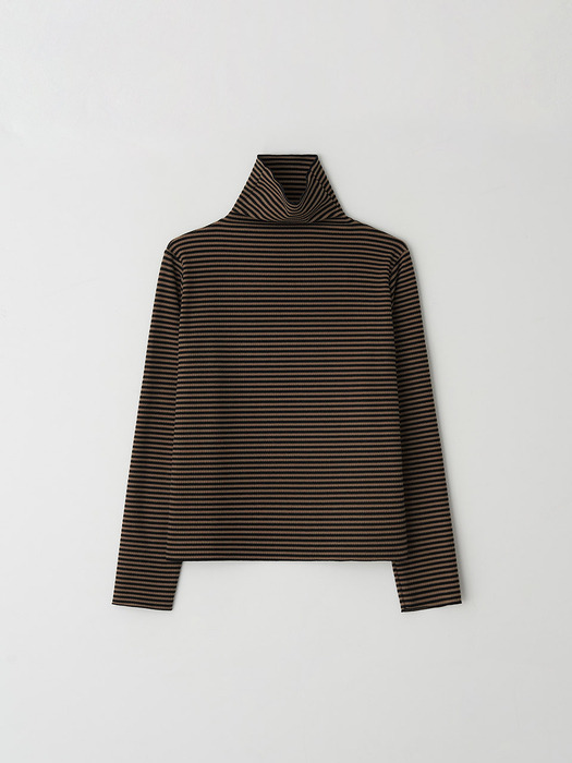 rachel polo neck tee - brown black