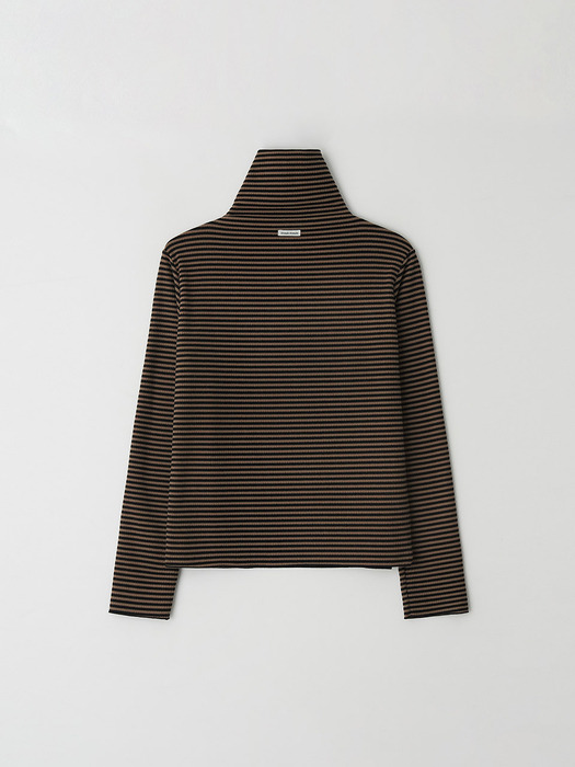 rachel polo neck tee - brown black