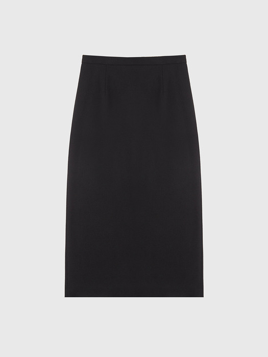 Wool-blend Midi Basic Slit Skirt