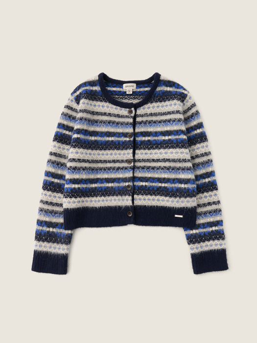 Grandpa Jacquard Cardigan (Navy)