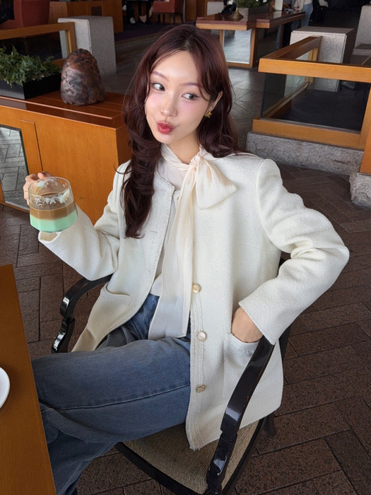Trimmed Over-fit Tweed Jacket_2color