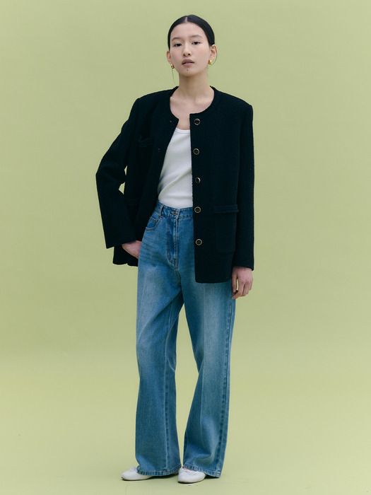 Trimmed Over-fit Tweed Jacket