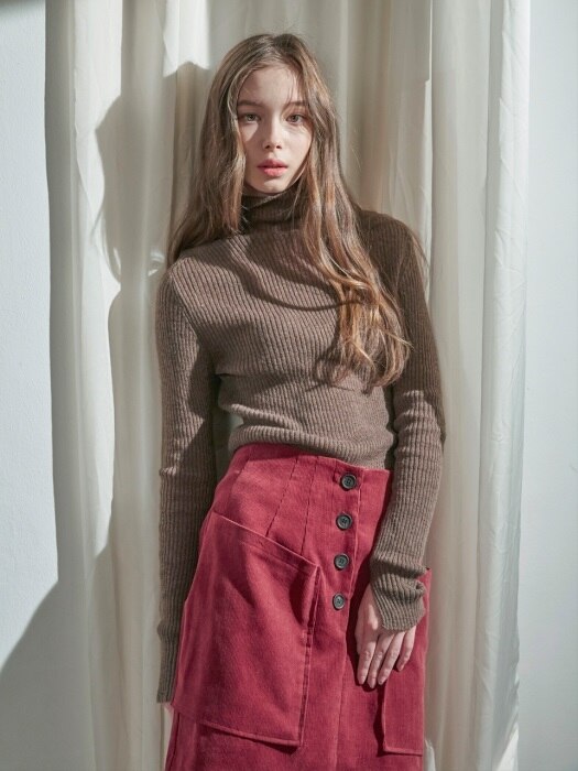 BUTTON POINT CORDUROY SKIRT_RD