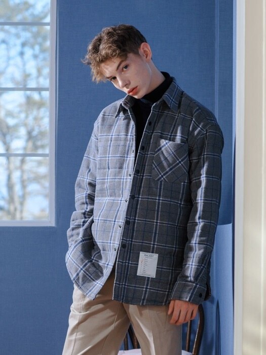 Madras Check Gridquilted shirt - Gray type