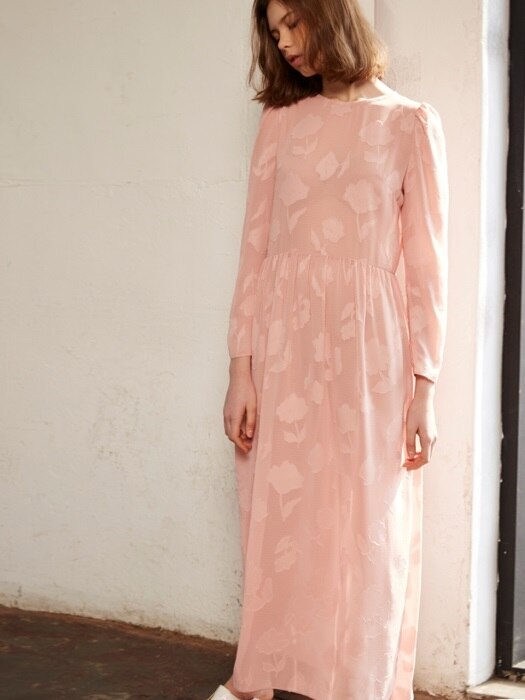 see-through lace long dress_pink