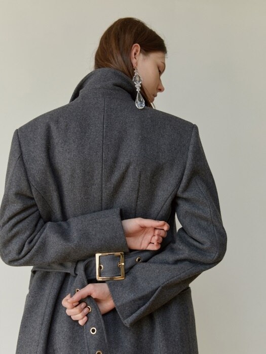 BELTED WOOL COAT (GRAY)