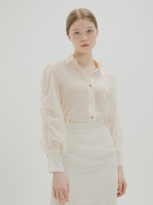 ROSE PUFF SHIRRING  BLOUSE_CREAM