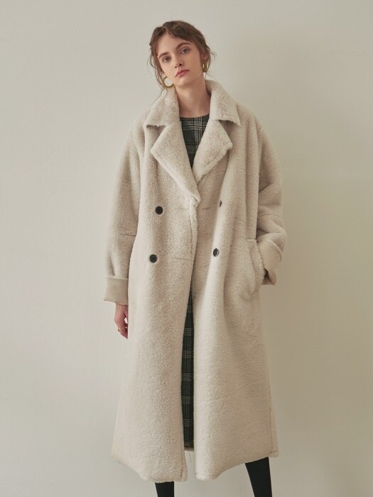 DOUBLE FACED LONG MUSTANG COAT_IVORY