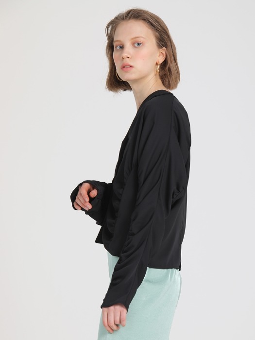 INCO SHIRRING BLOUSE _ black