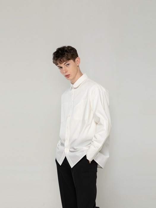 Balloon Sleeve Shirt [ Pure White ]