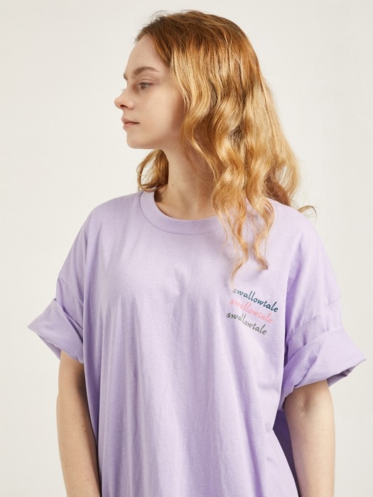 Deep square T-shirts(Light purple)