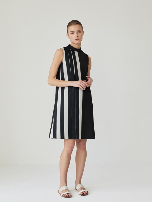 Emma Striped Tuck Jacquard Dress