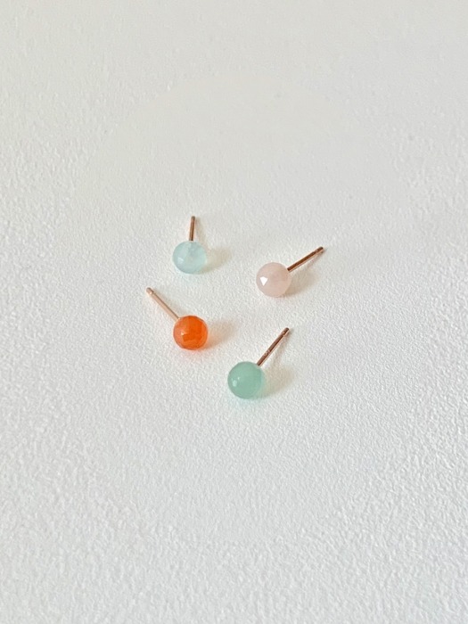14k petit gemstone earring (4colors)