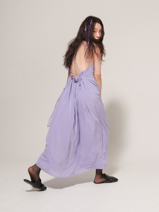 Halter neck maxi dress with stopper at back in Lilac