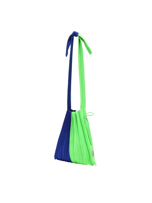 Lucky Pleats Knit M Half & Half Blue/Neon Green