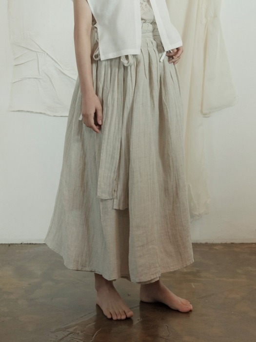 린넨 랩 오버스커트 : Linen wrap overskirt [2colors]