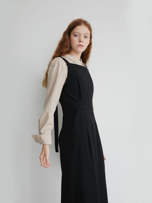 19 FALL_Black Overall Casual Dress   