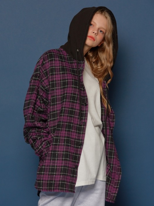 Hood Check Shirt (VIOLET)