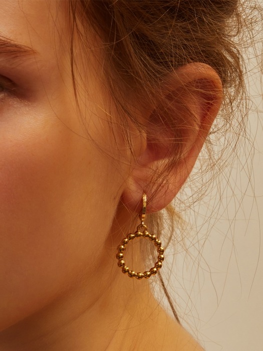 beeded gold tube hoop earrings