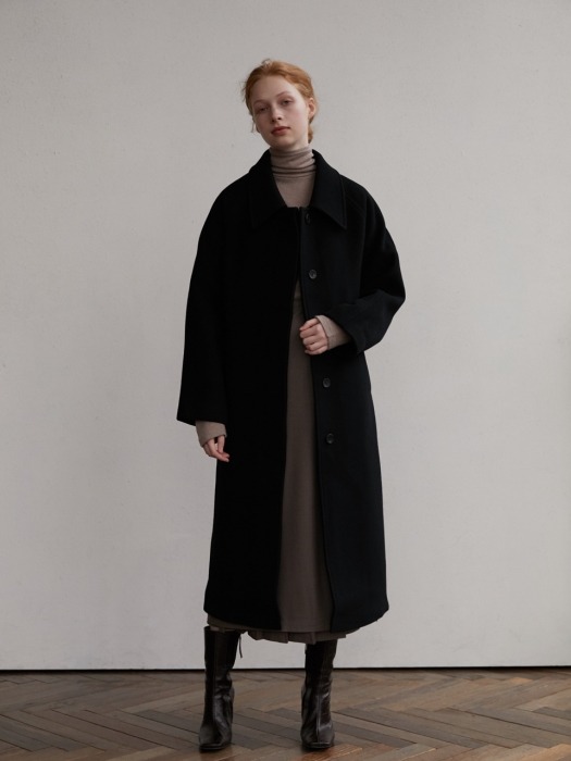 Brush wool coat - black