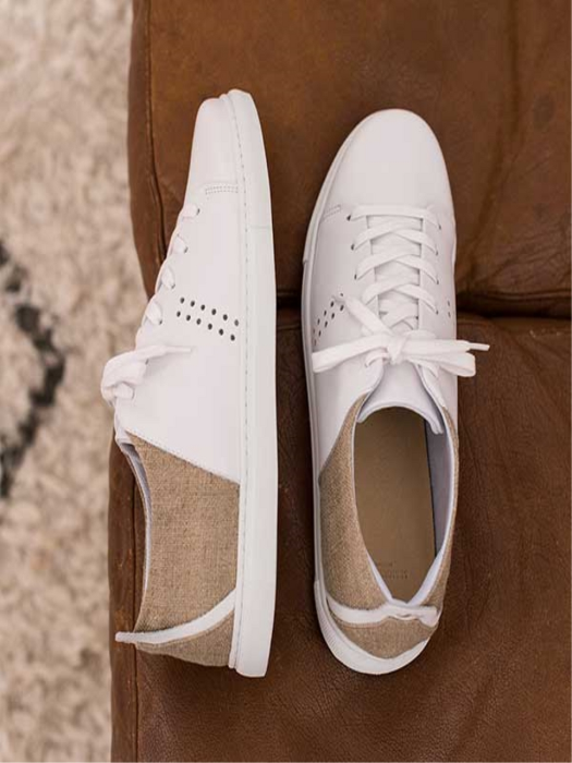 Mens Rene Linen Beige Sneakers