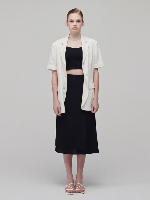 Linen wrap skirt_Black