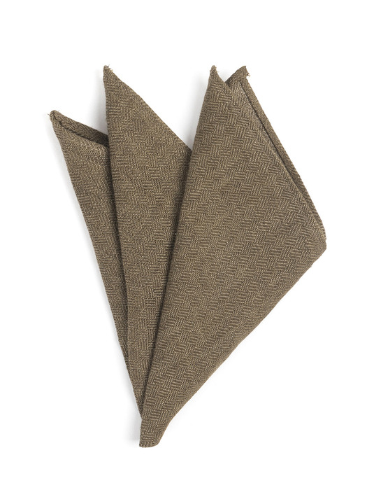 CRS CHECK LINEN POCKET SQUARE (khaki)