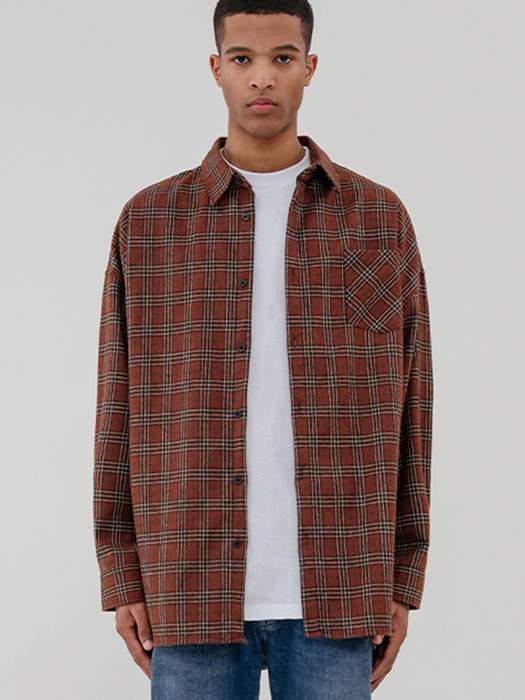 Overfit everlasting check shirt_brown