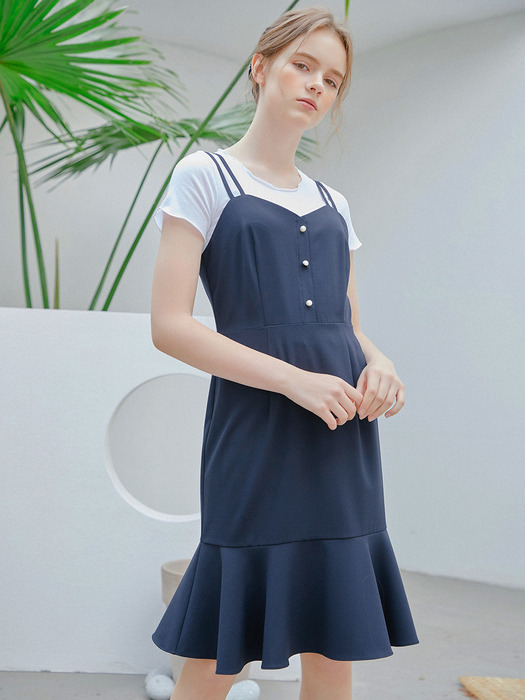 Pearl Bustier Dress_Navy