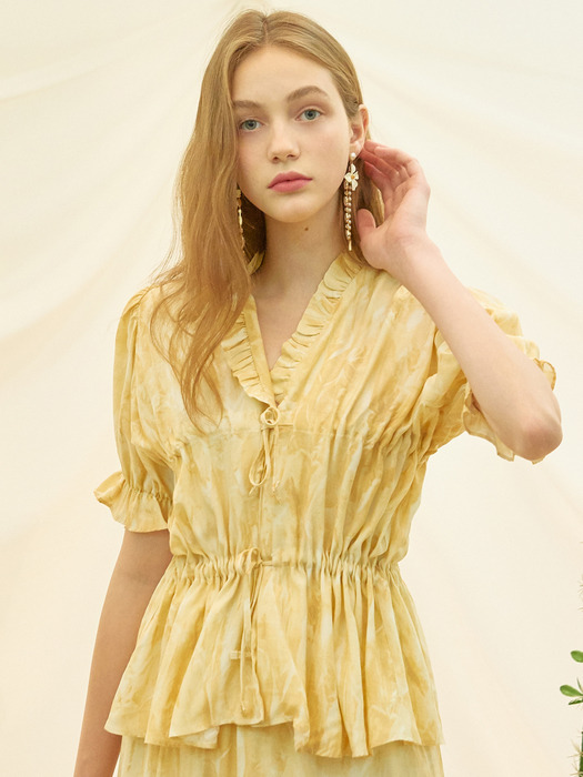 iuw697 double string frill blouse (yellow)