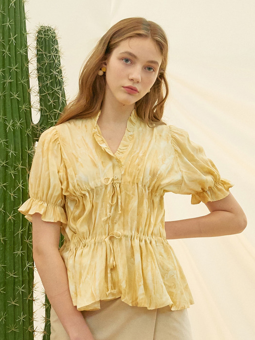 iuw697 double string frill blouse (yellow)