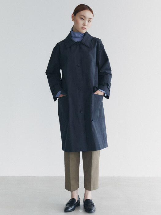 20AU HOODED SINGLE COAT (NAVY)