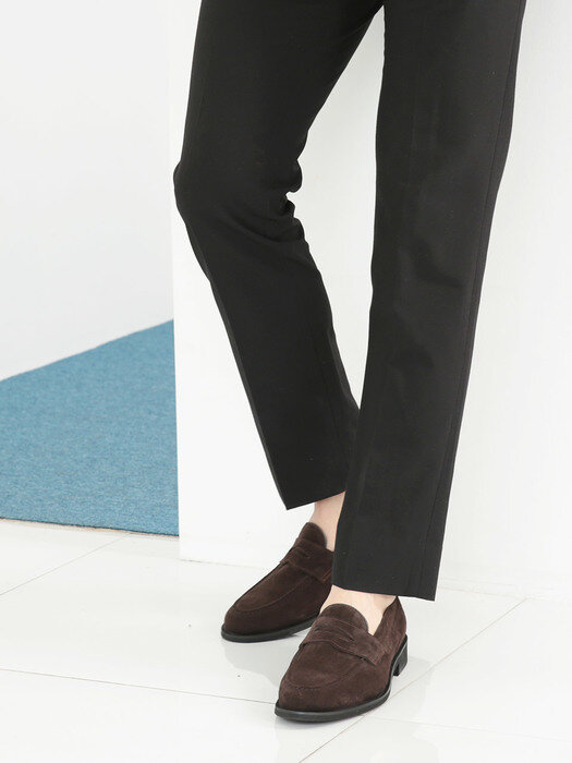 Round Penny Loafer Suede Dark Brown#8153