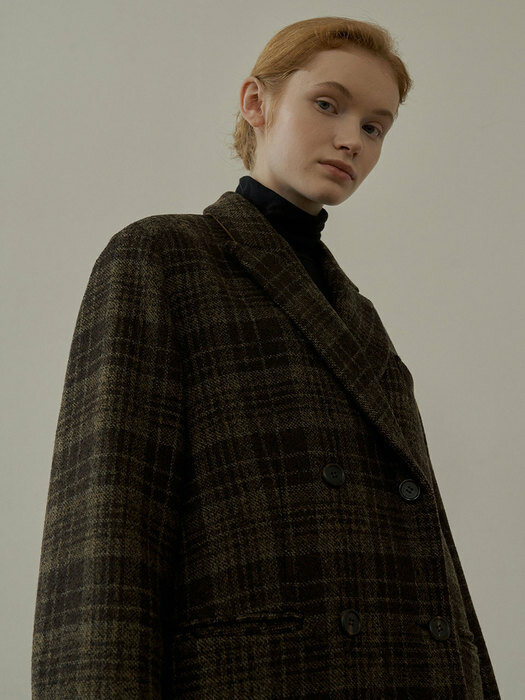 WOOL CHECK COAT(BROWN CHECK)