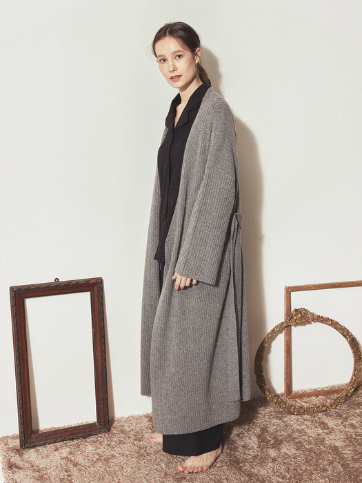 CASHMERE KNIT ROBE COAT_Grey(woman)