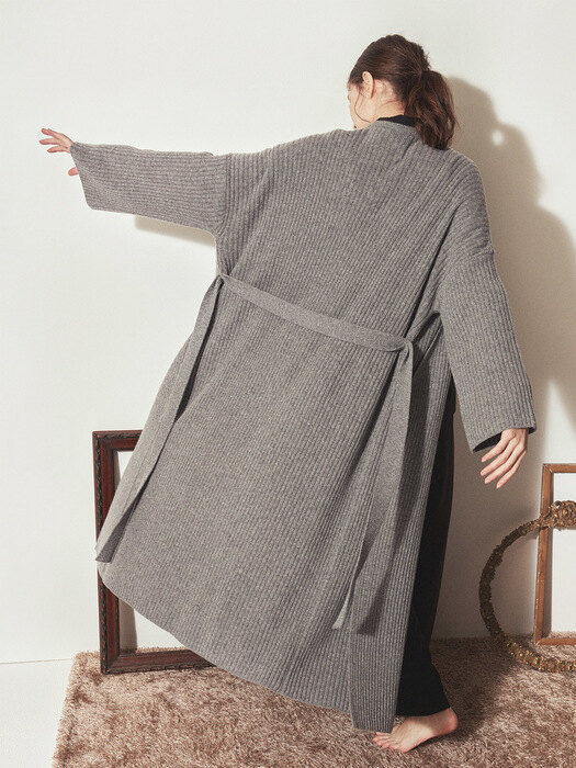 CASHMERE KNIT ROBE COAT_Grey(woman)