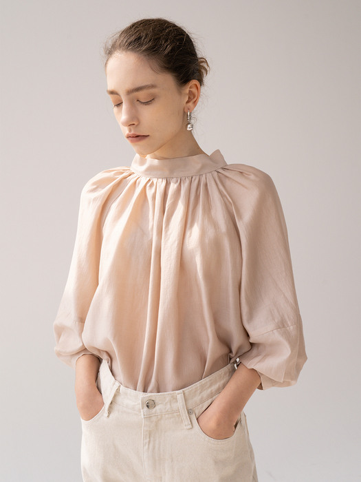 SS21 Gathered Neck Blouse Toast