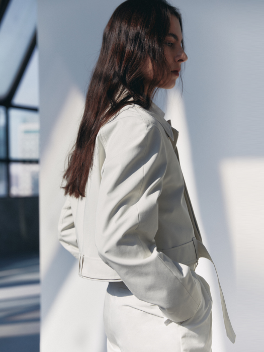 UNISEX 2-WAY LAYERED TRENCH COAT CREAM_UDTR1E101CR