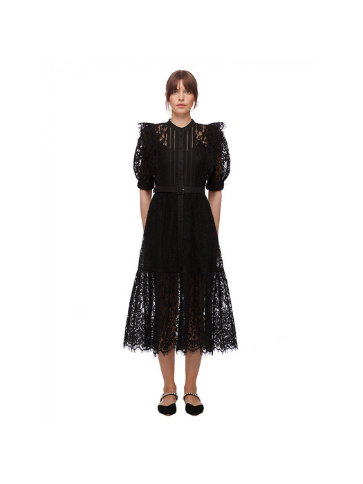블랙 레이스 미디 드레스 (SS21-003M)
