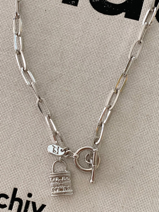 lock  chain necklace silver