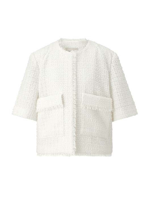 Half-sleeve tweed jacket - White