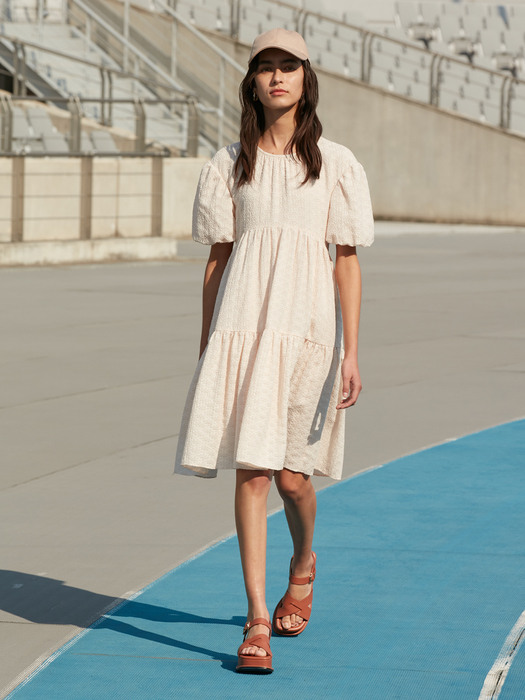 TIERED JACQUARD DRESS_ Cream [U1M0O602/14]