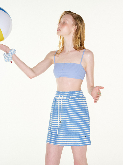 Terry stripe banding skirt (Blue+Ivory)