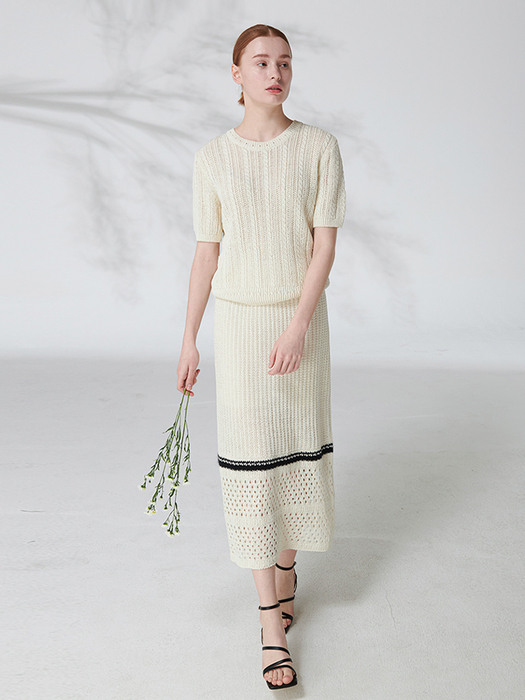 Linnen knit skirt (cream)