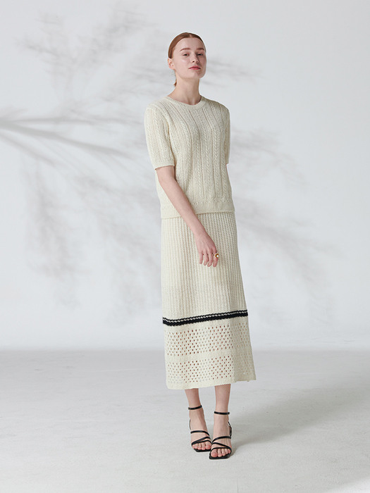 Linnen knit skirt (cream)