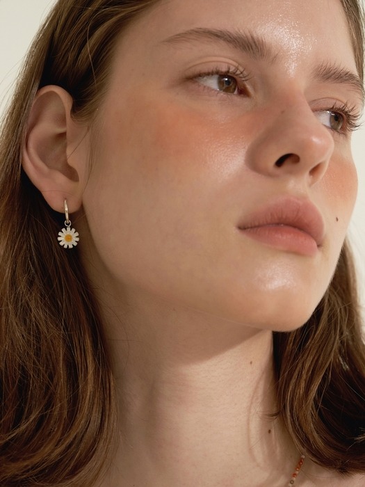 [Silver] Flower Shell Ring Earrings